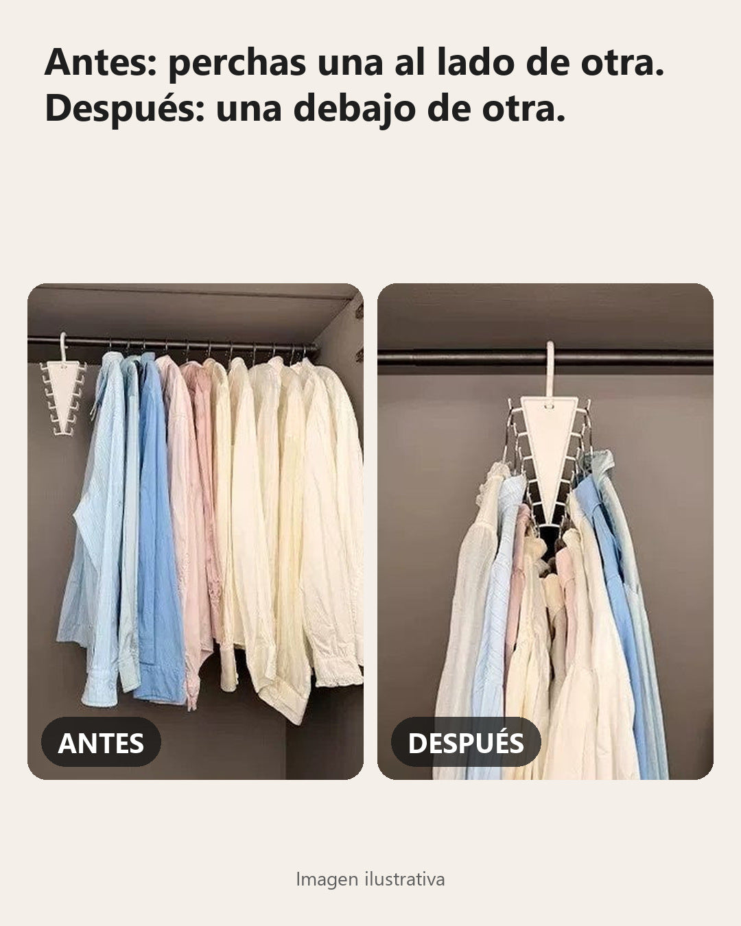 Organizador de perchas en V con 12 ganchos